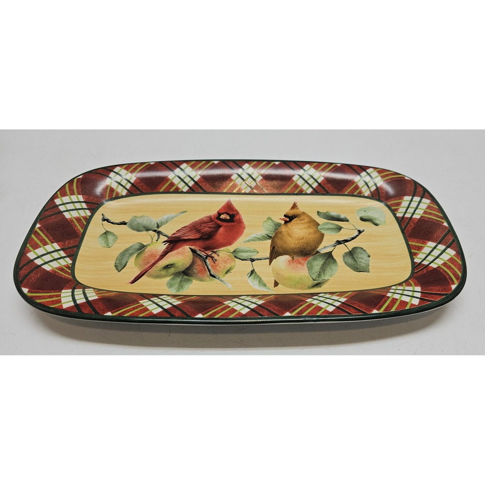 Lenox Winter Greetings Everyday Tartan Cardinal Platter Catherine McClung 14.5"